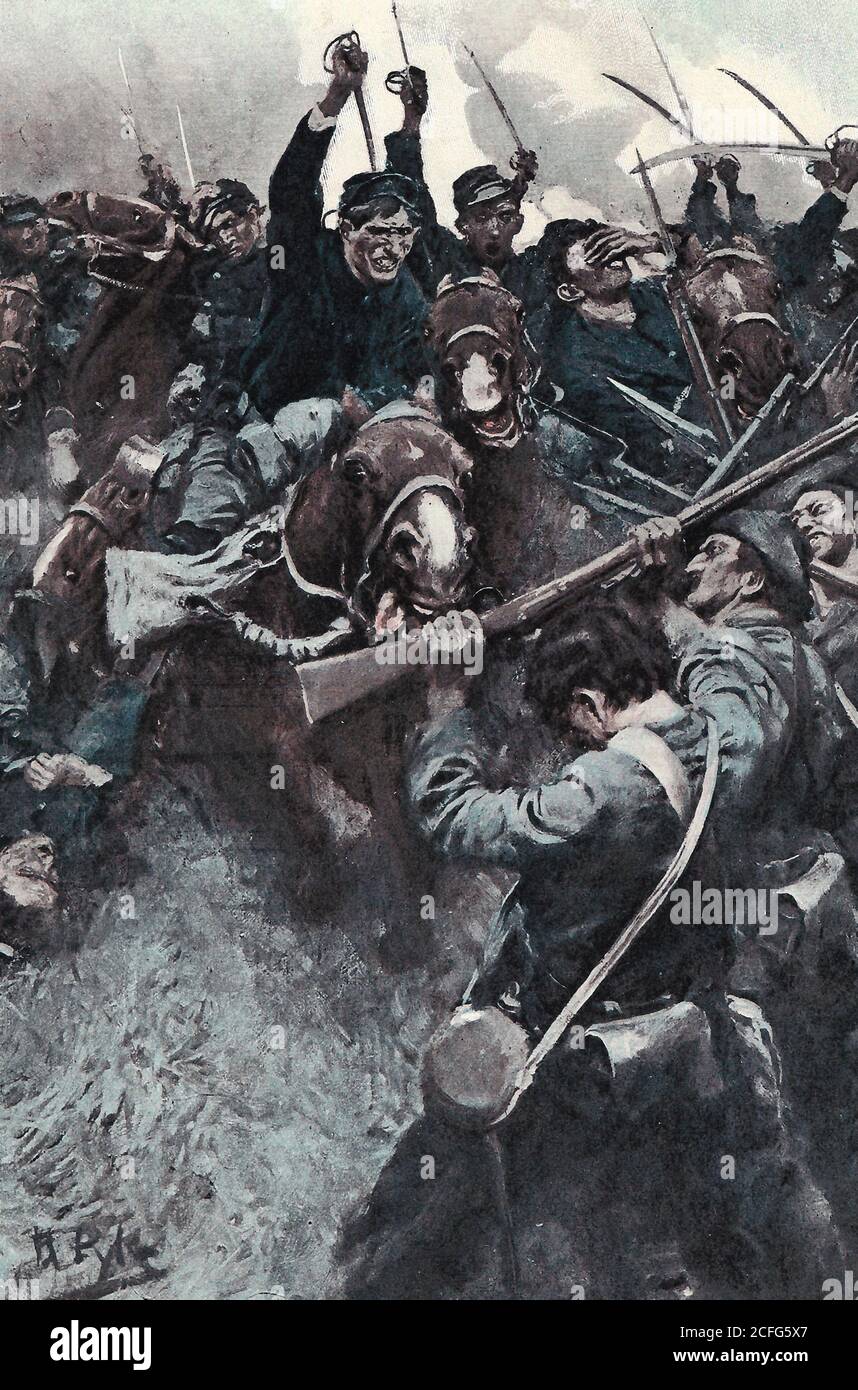 Die Ladung - EINE Kavallerie Ladung in den späten 1800er Jahren Stockfoto