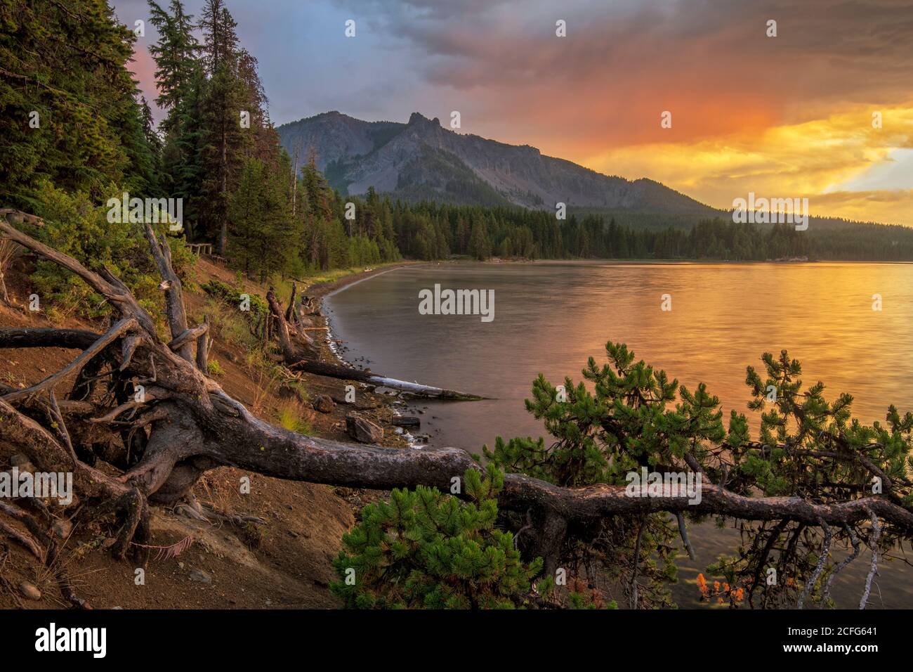 USA; Pazifischer Nordwesten; Oregon, La Pine, Newberry National Volcanic Monument, Paulina Lake, Stockfoto