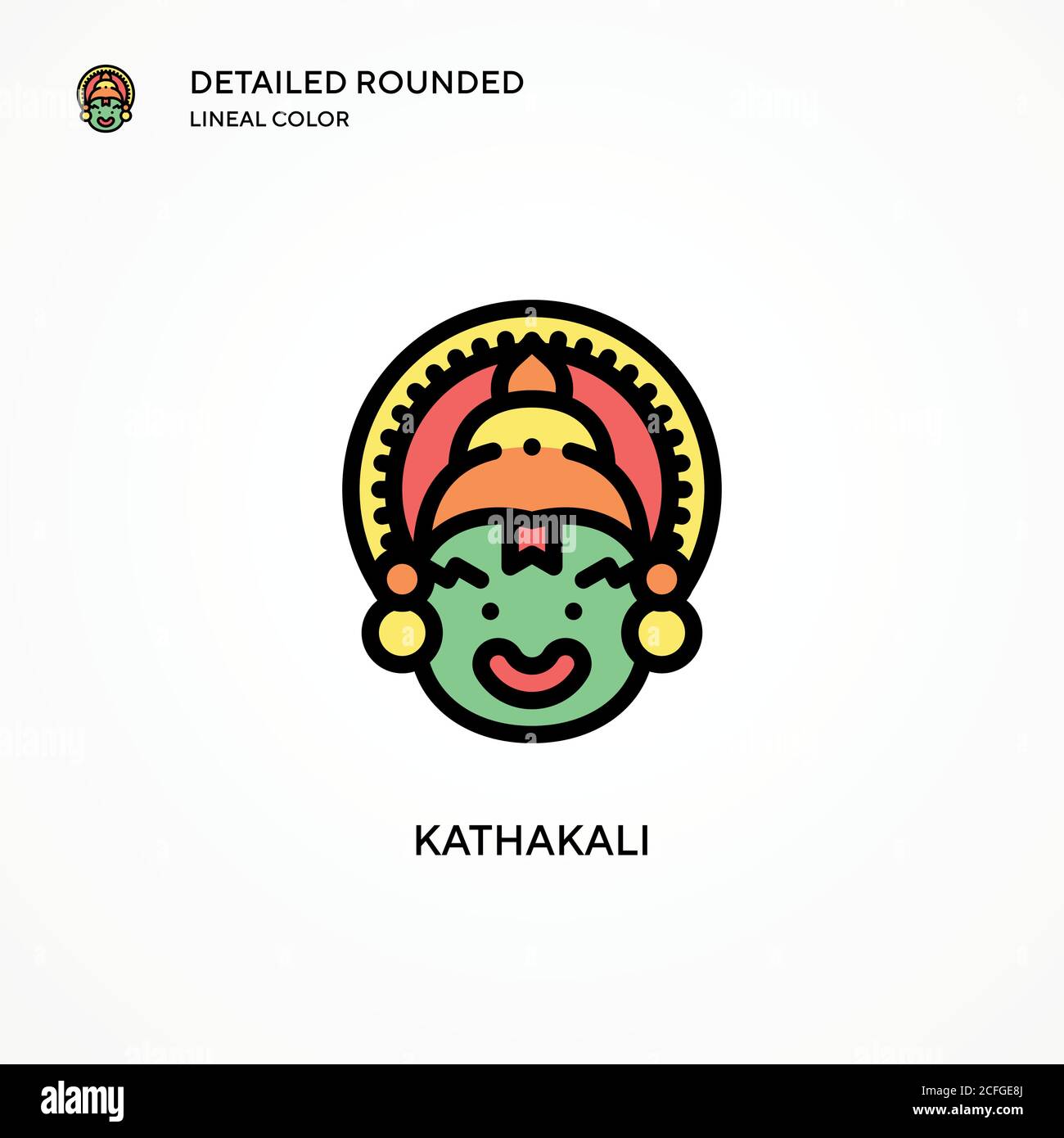 Kathakali Vektor-Symbol. Moderne Vektorgrafik Konzepte. Einfach zu bearbeiten und anzupassen. Stock Vektor