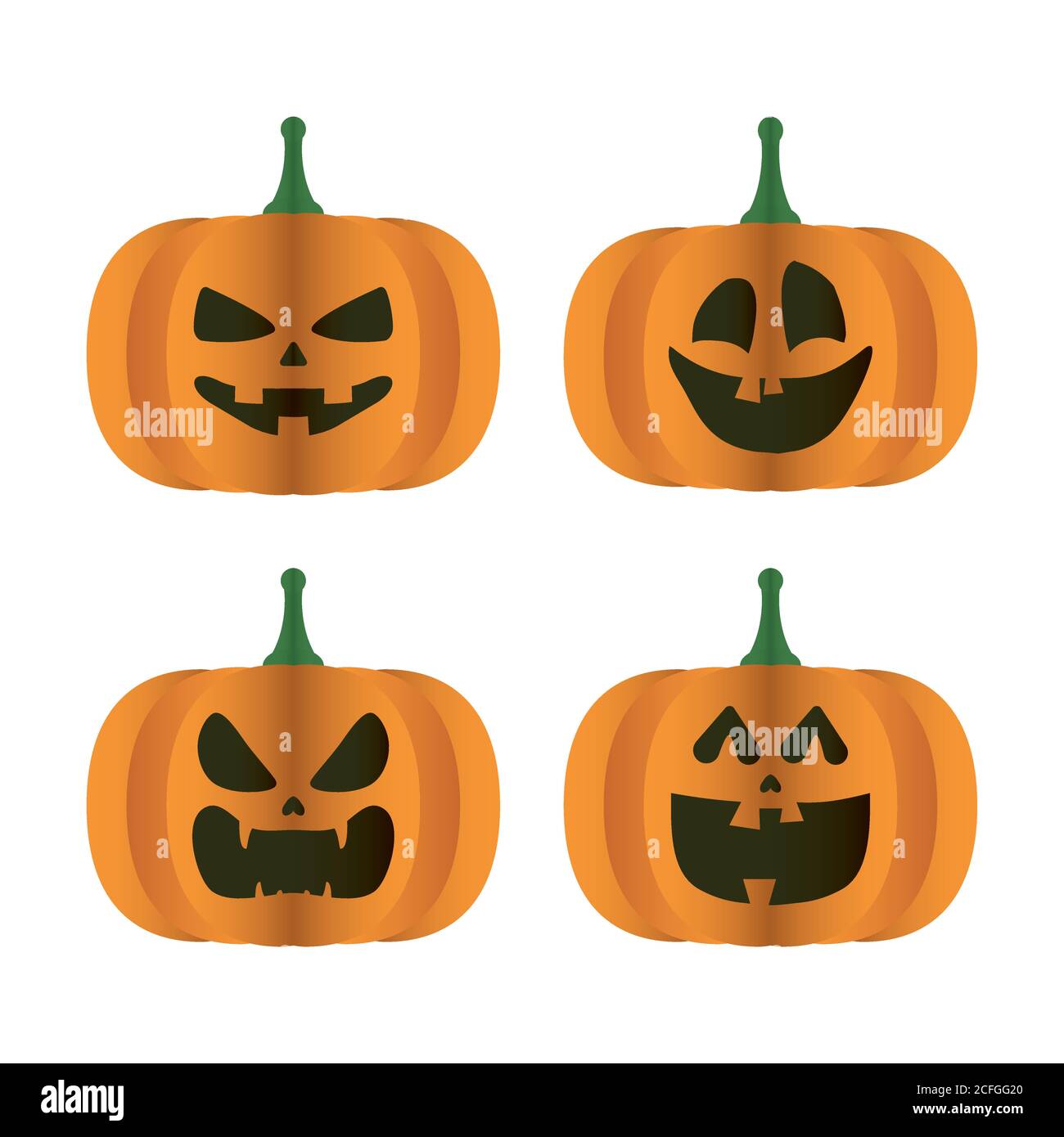 Happy halloween-Karte mit Bündel von vier Kürbissen Vektor-Illustration Design Stock Vektor