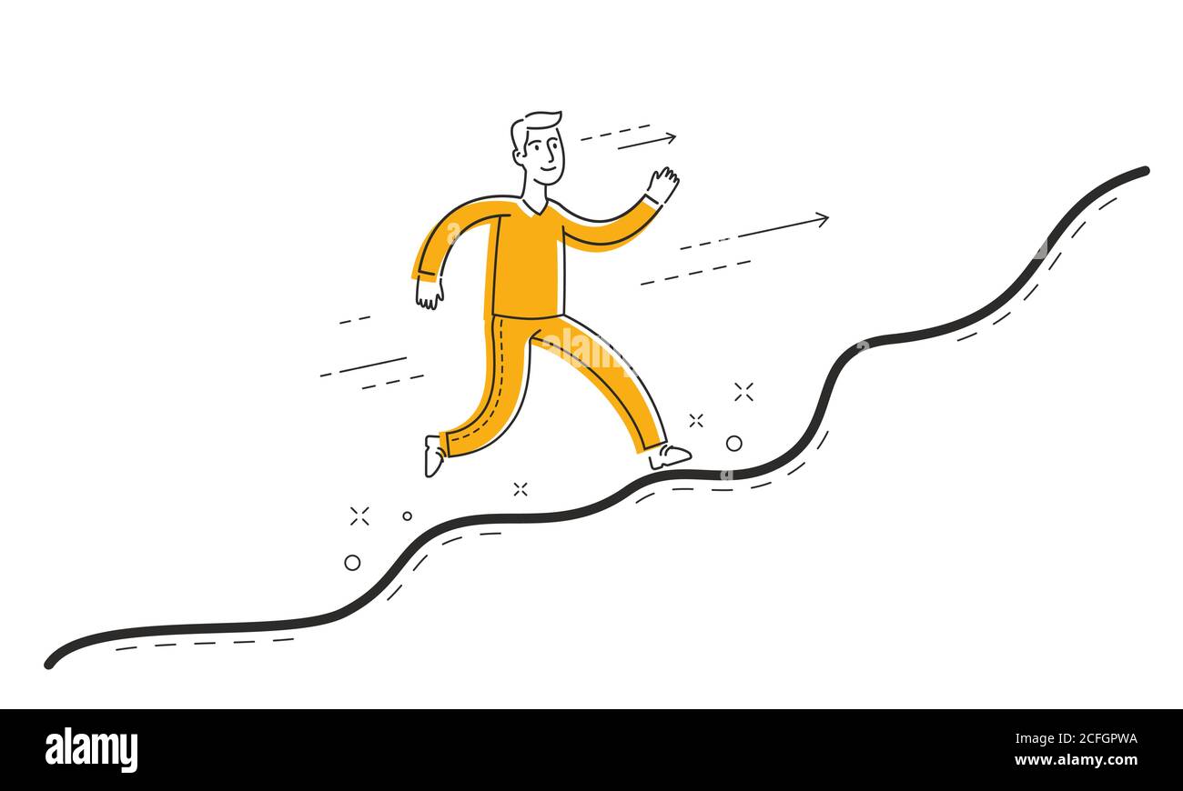 Running Geschäftsmann auf erfolgreiche Diagramm. Geschäftskonzept Stock Vektor