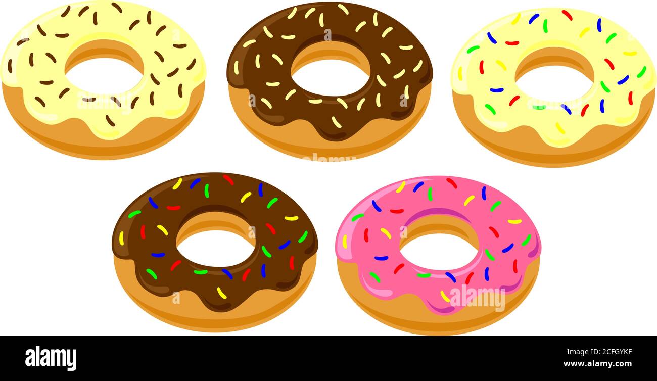 Donut Sortiment Cartoon nahtlose Kontur Stock Vektor