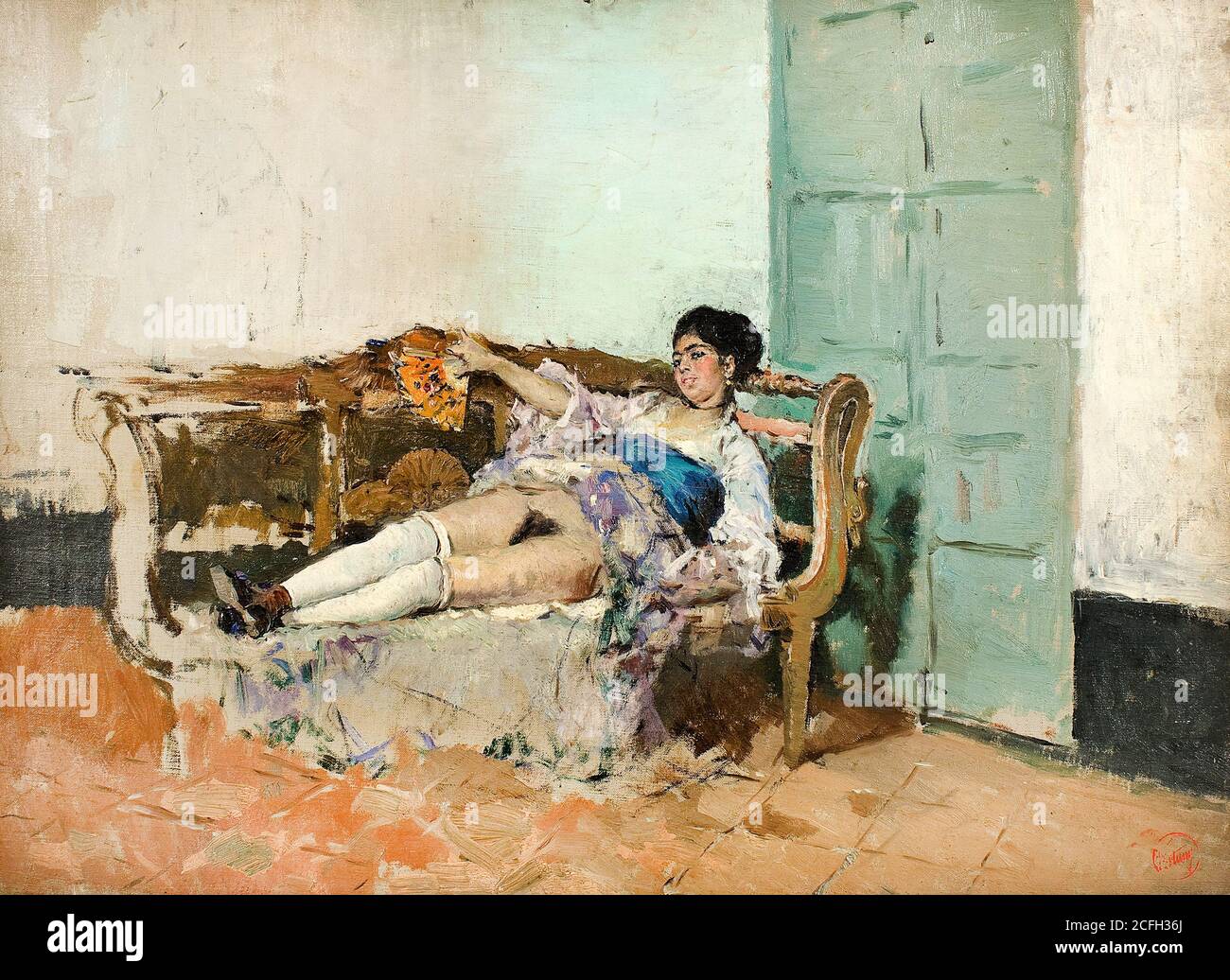 Maria Fortuny, Carmen Bastian, um 1871-1872, Öl auf Leinwand, Museu Nacional d'Art de Catalunya, Barcelona, Spanien. Stockfoto