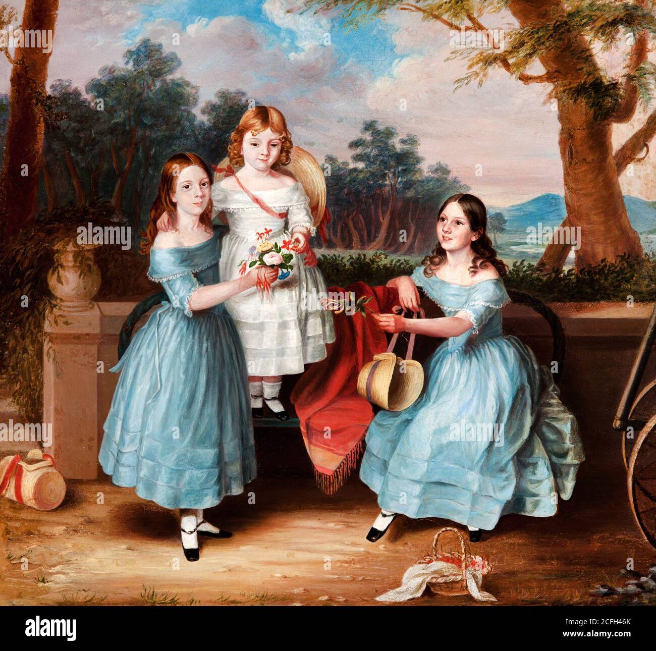 Martha Berkeley, Georgina, Emily und Augusta Rose, um 1848, Oil on Metal, Art Gallery of South Australia Stockfoto