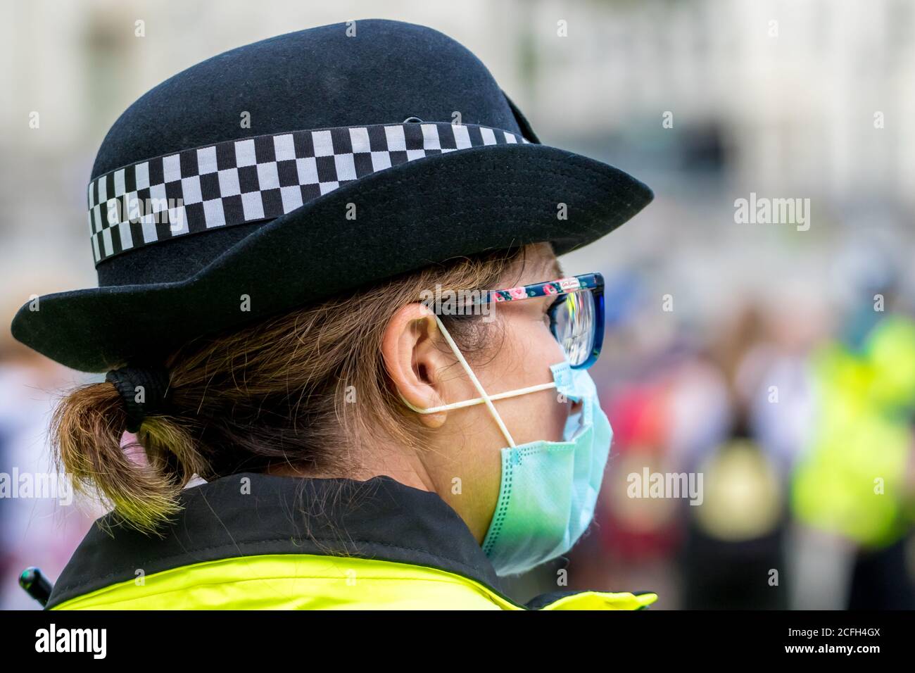 Westminster, London, Großbritannien. 5. September 2020.Polizeibeamte decken den Protest der Rebellion gegen das Aussterben in Central London, Großbritannien, ab Stockfoto Westminster, London, Großbritannien. 5. September 2020.Polizeibeamte decken den Protest der Rebellion gegen das Aussterben in Central London, Großbritannien, ab Stockfoto