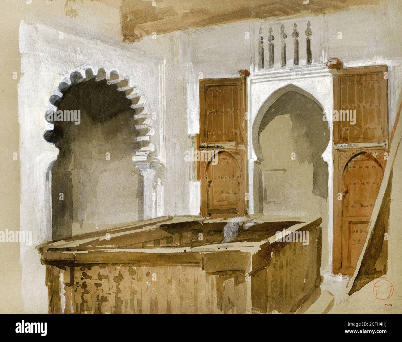 Maria Fortuny, Unser Haus in Tetouan 1860 Aquarell und Gouache auf Papier, Museu Nacional d'Art de Catalunya, Barcelona, Spanien. Stockfoto
