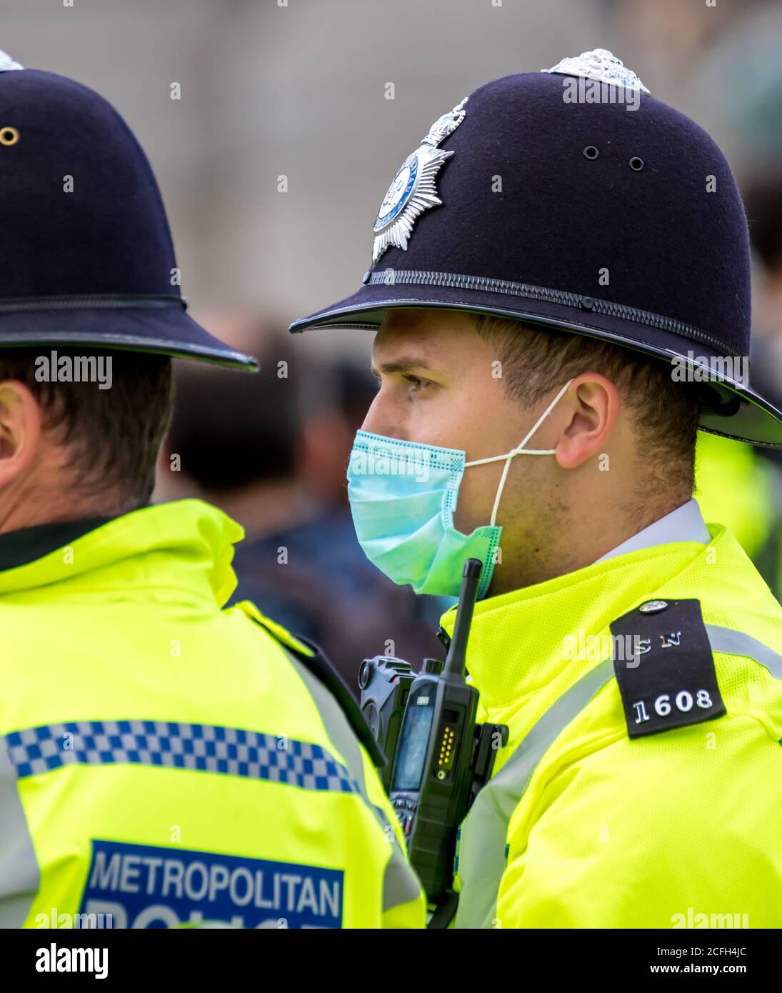 Westminster, London, Großbritannien. 5. September 2020.Polizeibeamte decken den Protest der Rebellion gegen das Aussterben in Central London, Großbritannien, ab Stockfoto