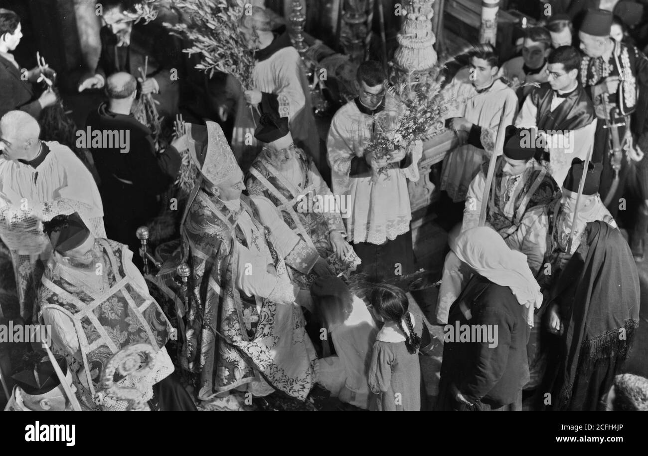 Middle East History - Kalender der religiösen Zeremonien in Jer. [D. h. Jerusalem] Osterzeit 1941. Palmsonntag Segen Palmen Stockfoto