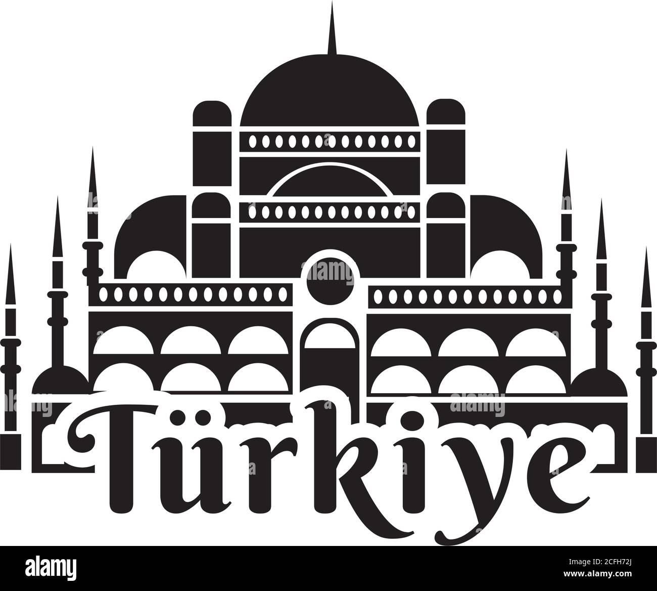 cumhuriyet bayrami Feier Tag mit blauer Moschee und Turkiye Silhouette Stil Vektor Illustration Design Stock Vektor
