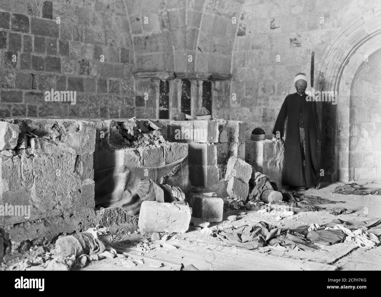 Geschichte des Nahen Ostens - Palästina Veranstaltungen. Die Unruhen 1929 August 23 bis 31. Entweihter Gräber im Awkashi-Schrein. Von Juden abgerissen [Jerusalem] Stockfoto