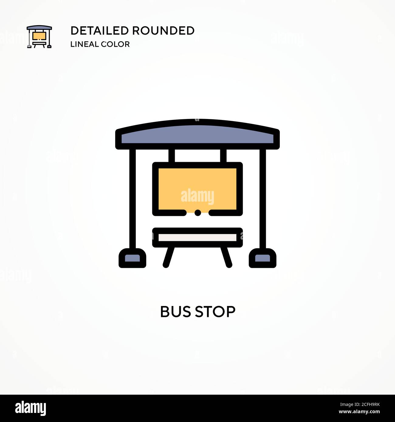 Vektorsymbol für Bushaltestellen. Moderne Vektorgrafik Konzepte. Einfach zu bearbeiten und anzupassen. Stock Vektor