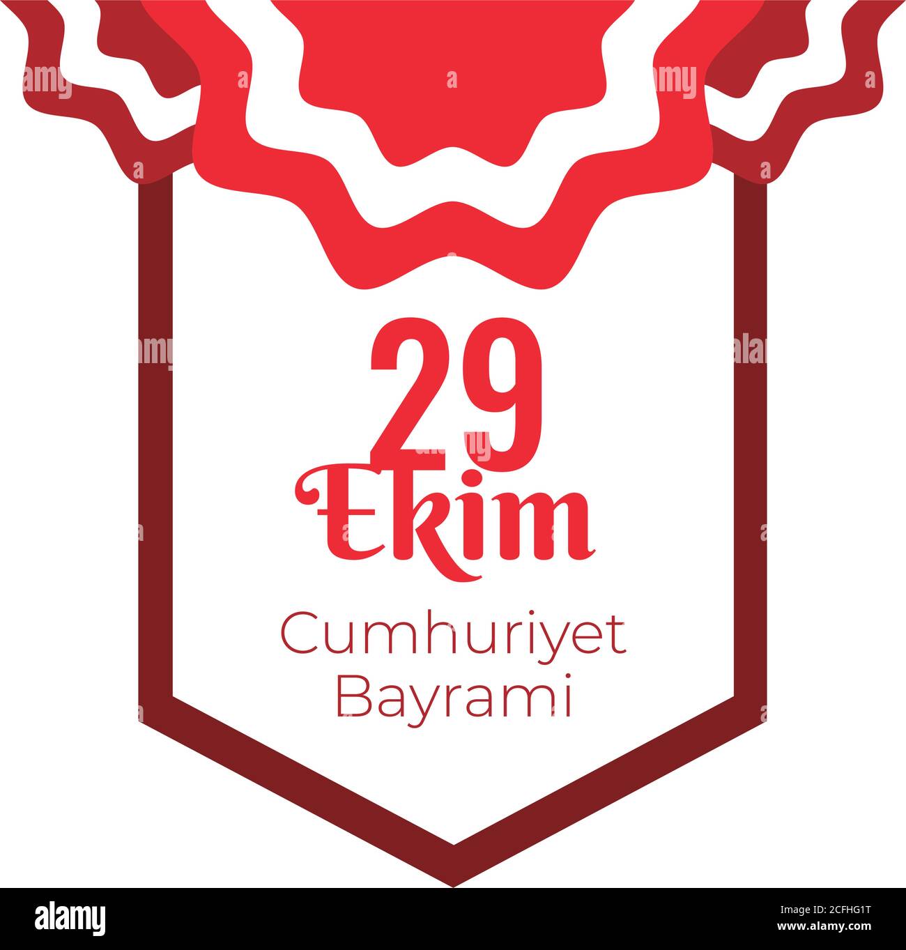 cumhuriyet bayrami Feier Tag mit 29 Nummer in Emblem hängen Flaches Vektorgrafik-Design Stock Vektor