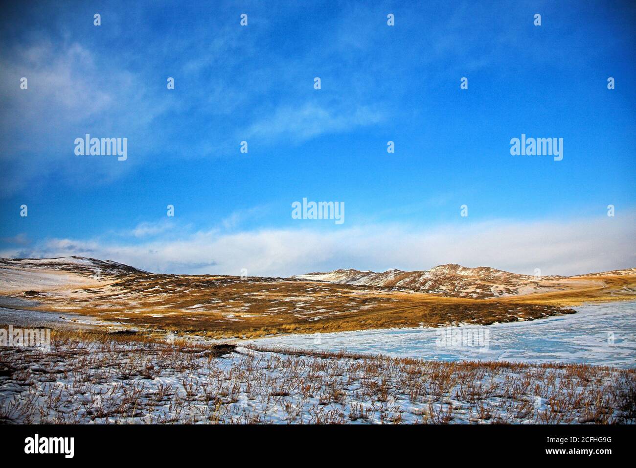 Winterlandschaft auf Baikal Region Stockfoto