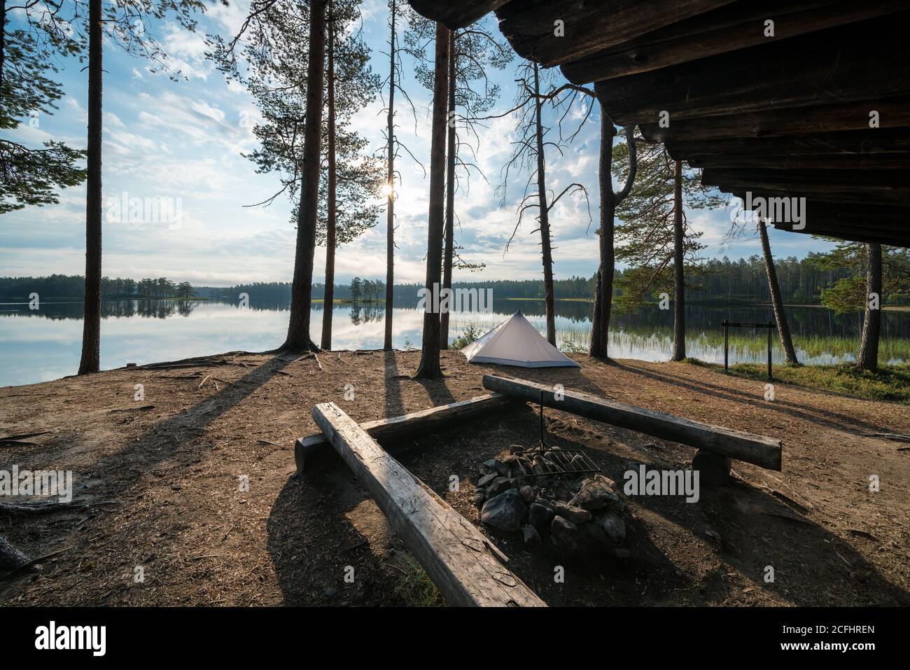 Camping im Hossa Nationalpark, Finnland Stockfoto