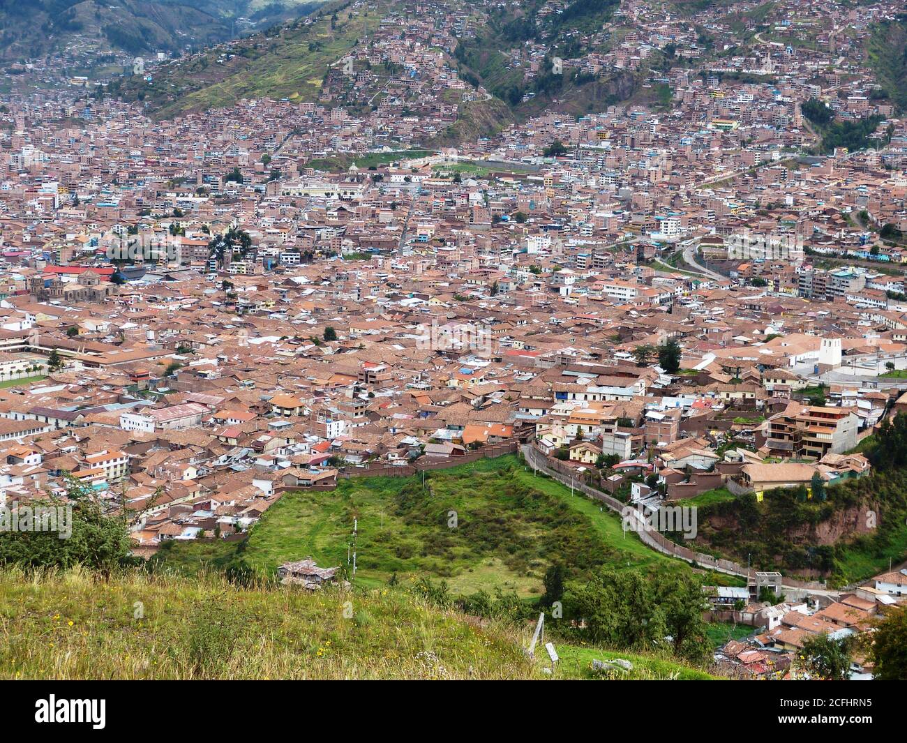 Cusco (Cuzco) ist eine Stadt in Peru, in der Nähe des Urubamba-Tals der Anden. Die Stadt war die historische Hauptstadt des Inka-Reiches. Stockfoto