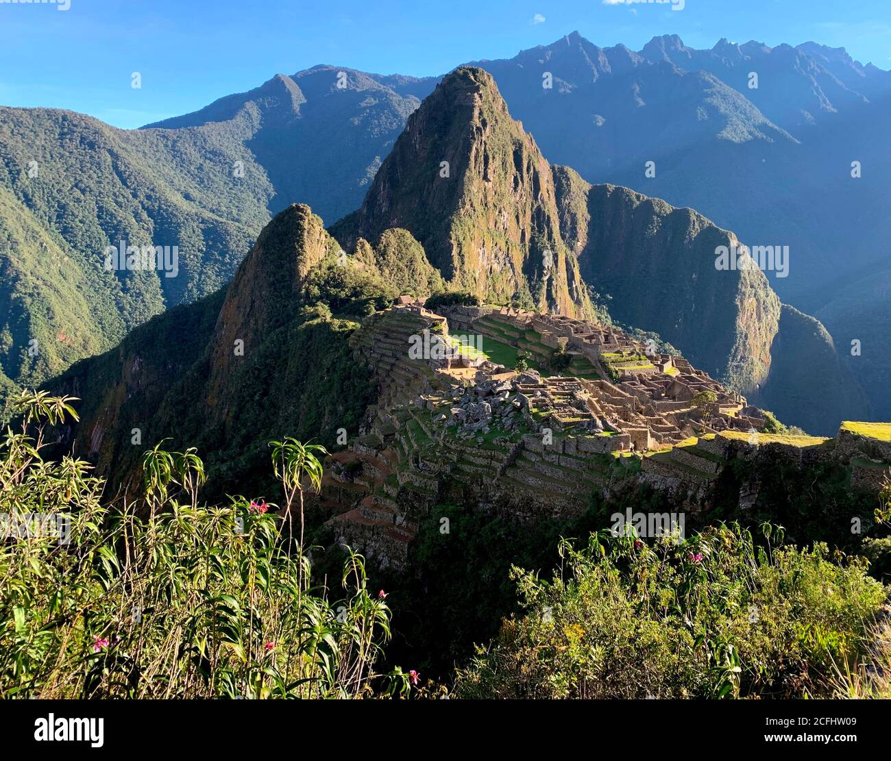 Machu Picchu Inka loct Stadtfestung in den Anden Peru Südamerika. Stockfoto