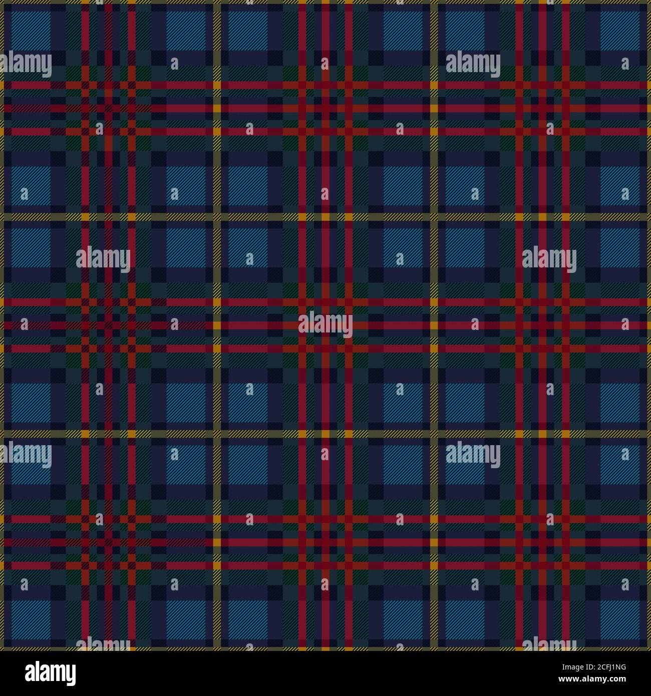Gedeckte mehrfarbige Tartan Schottische nahtlose Muster in Blau, Grün, Rot und Gelb Farben mit diagonalen Linien, Textur für Tartan, Plaid, Tischdecken, cl Stock Vektor
