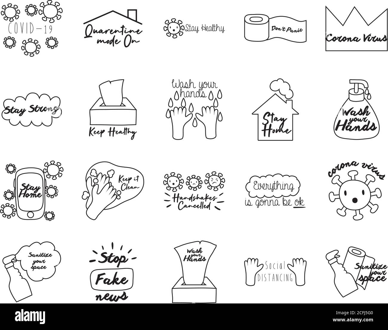 Bündel von zwanzig Kampagnen Buchstaben Linienstil Symbole Vektor-Illustration Design Stock Vektor