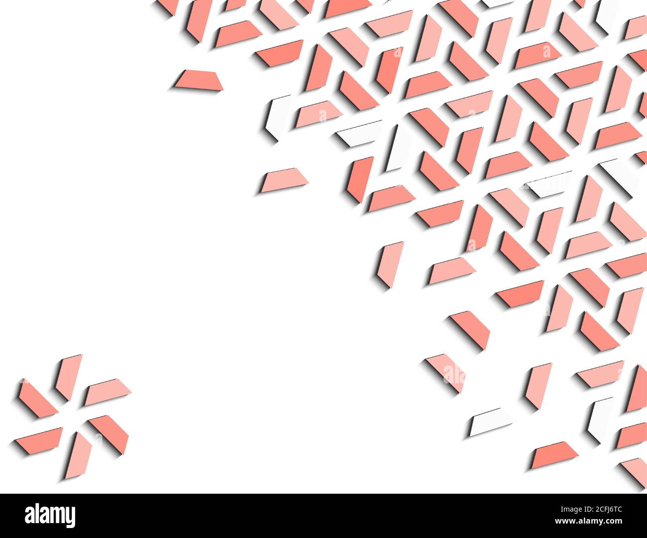 Coral color 2019. Arabic 3d isometric color geometric mosaic vector pattern for background, card, banner. Geometric creative design. Stock Vektor
