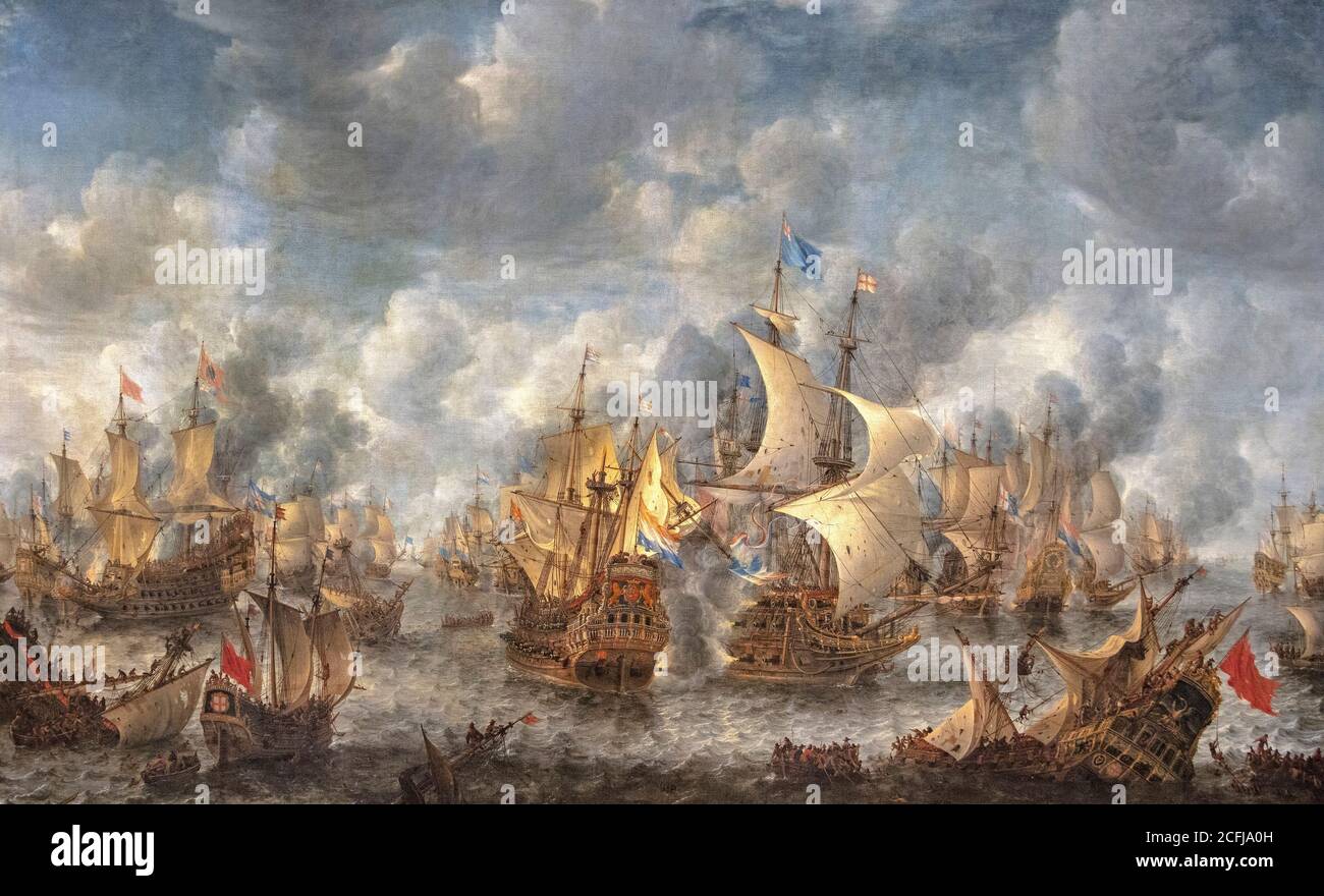 Niederlande, Amsterdam, Rijksmuseum. Die Schlacht von Terheide. Jan Abrahamsz Beerstraten. !653-1666. Stockfoto