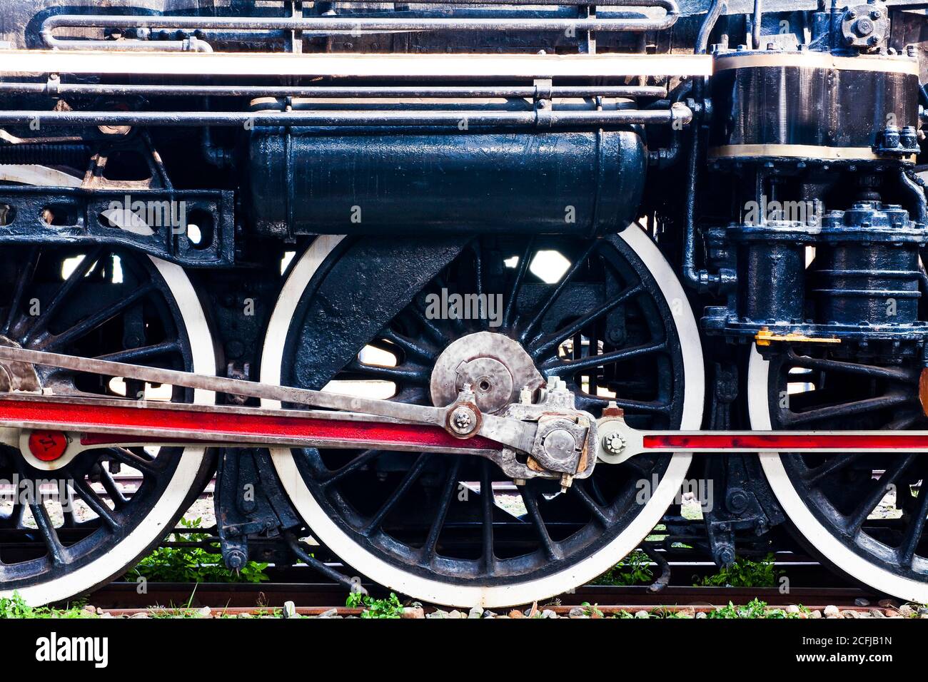 Industrielle Waggon Räder Nahaufnahme Foto Stockfoto