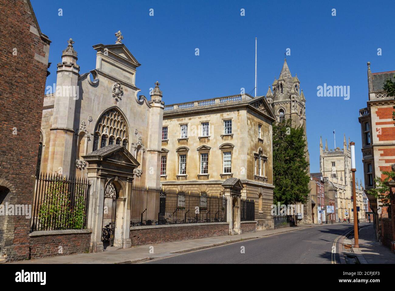 Außenansicht von Peterhouse, einem College der University of Cambridge, Trumpington Street, Cambridge, Cambridgeshire, Großbritannien. Stockfoto
