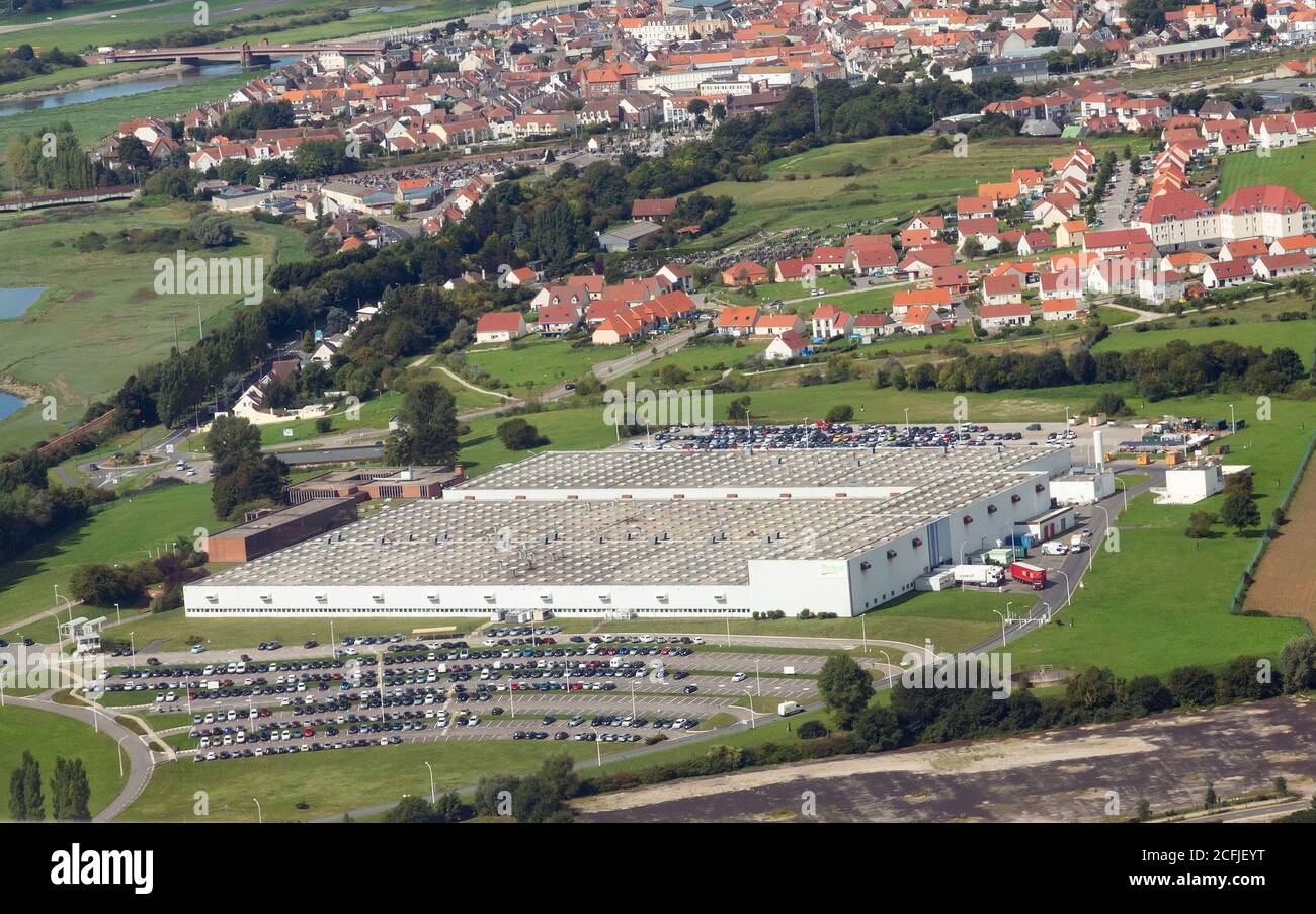 Luftaufnahme der Fabrik Valeo in Etaples in Frankreich Stockfoto