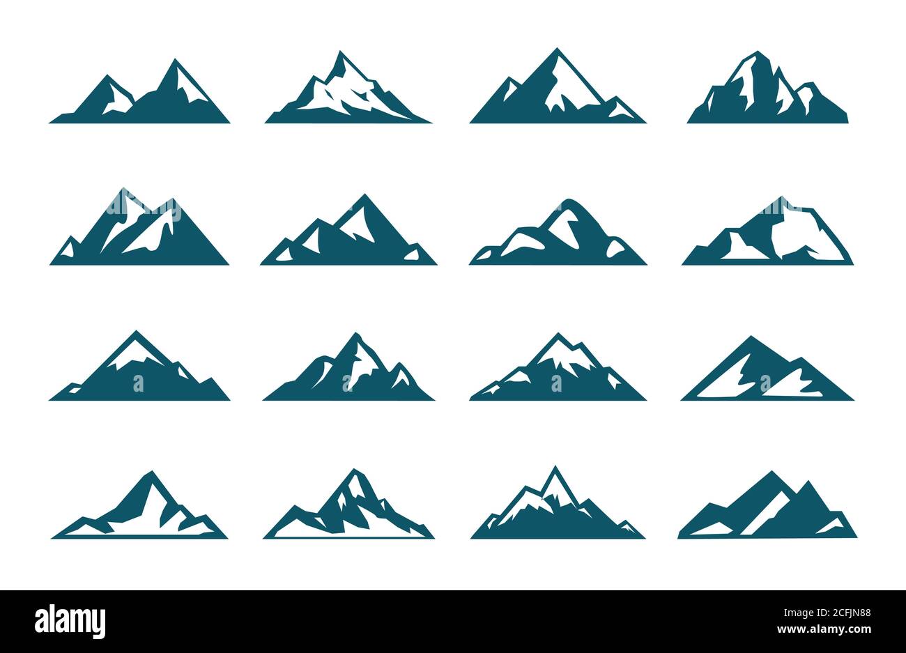 Blue Mountain Silhouette Icon Set. Vektor EPS 10 Stock Vektor