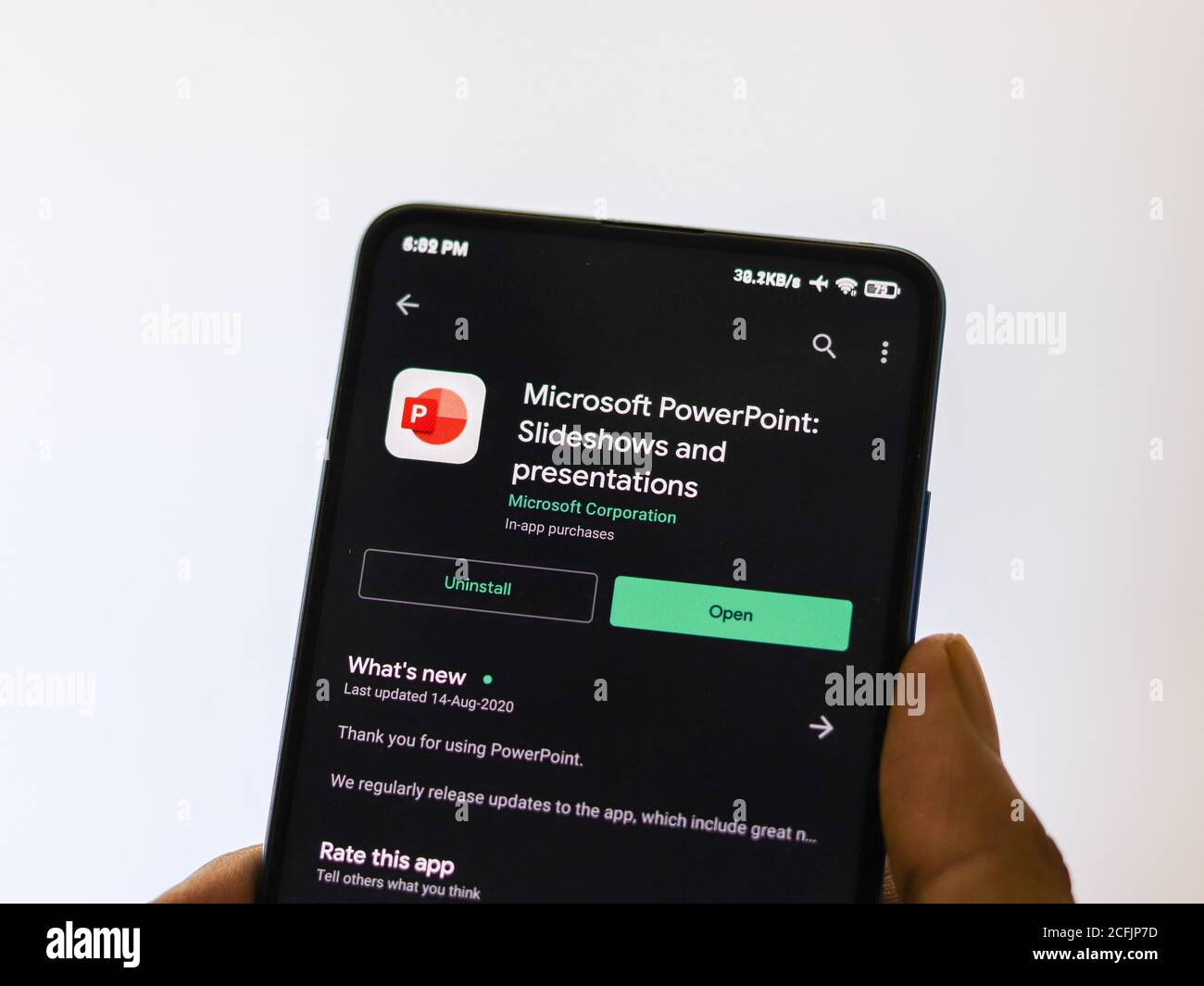 Assam, indien - September 6, 2020 : Power Point Logo auf Handy-Bildschirm Stock Bild. Stockfoto