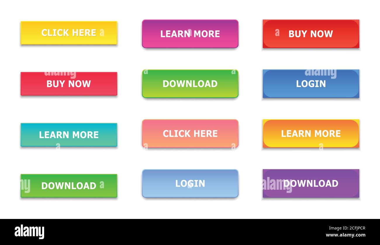 Verlaufsschaltflächen. Rechteckige Schaltfläche nächste Seite. Bunte Verläufe Web-Icons. vektor. Stock Vektor