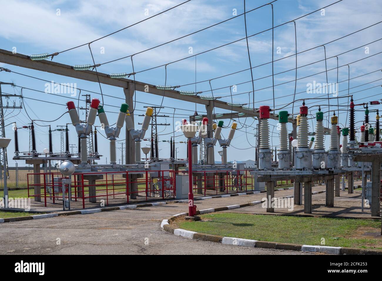 Umspannwerk in einem Stromnetz. Stockfoto