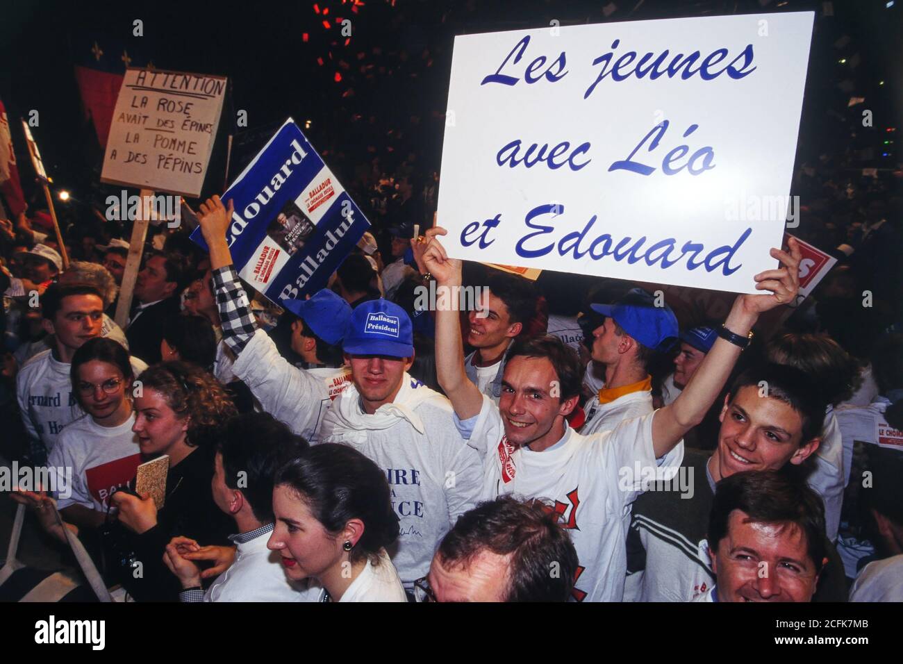 Edouard Balladur hält Kundgebung, vor der französischen Präsidentschaftswahl, Lyon, 1995, Frankreich Stockfoto