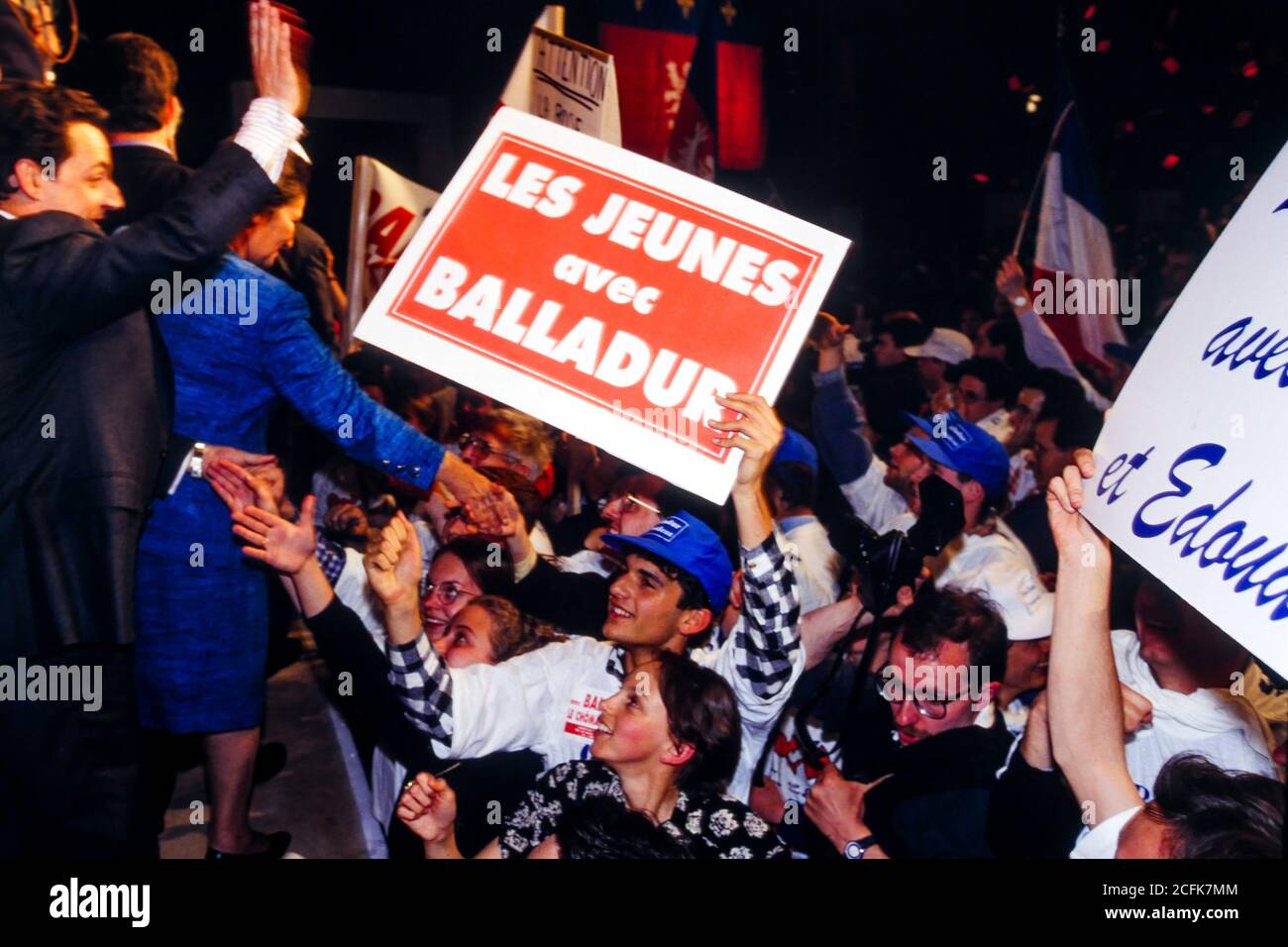 Edouard Balladur hält Kundgebung, vor der französischen Präsidentschaftswahl, Lyon, 1995, Frankreich Stockfoto