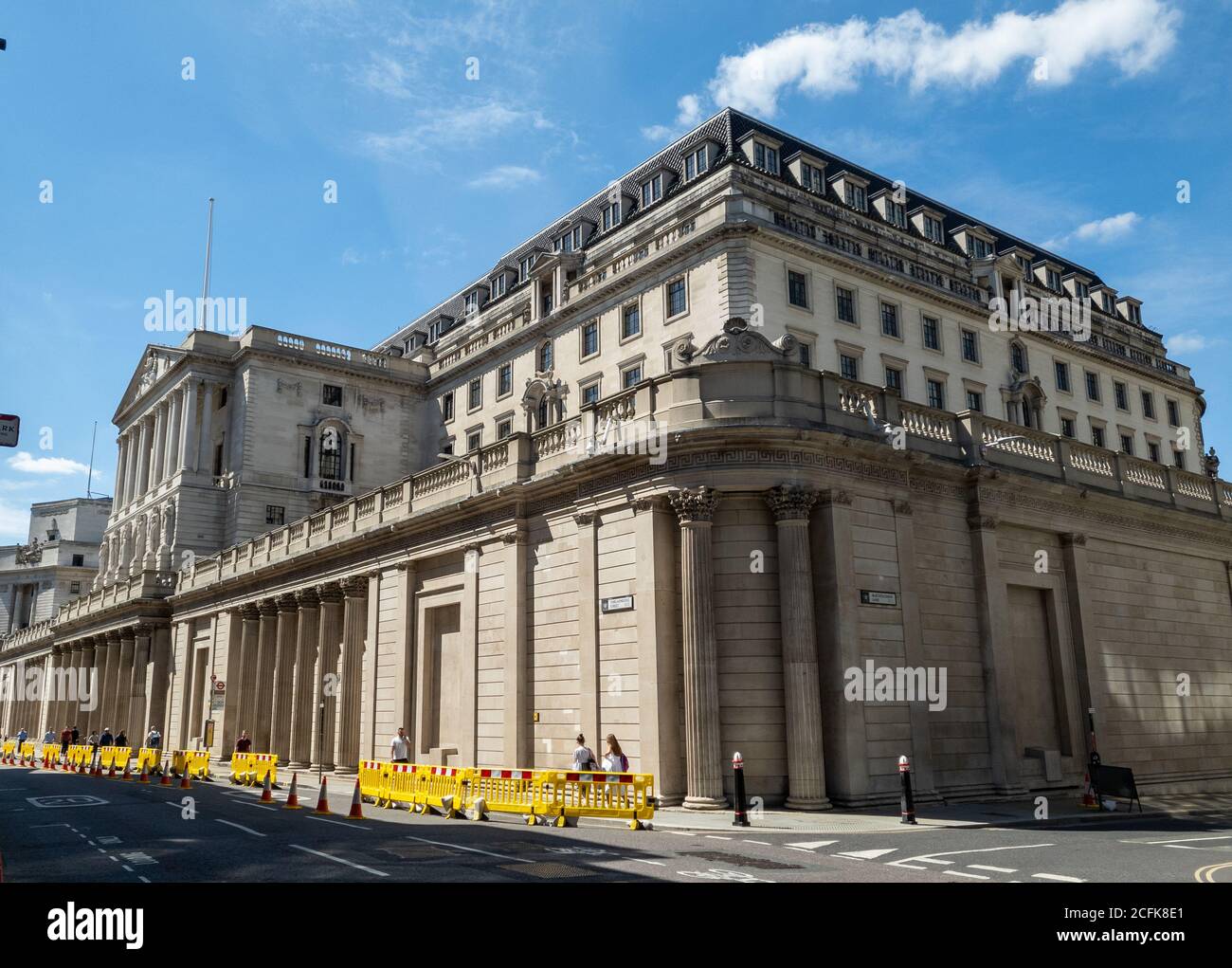 Die Bank of England liegt an der Threadneedle Street, der City of London. Die britische Zentralbank. Stockfoto