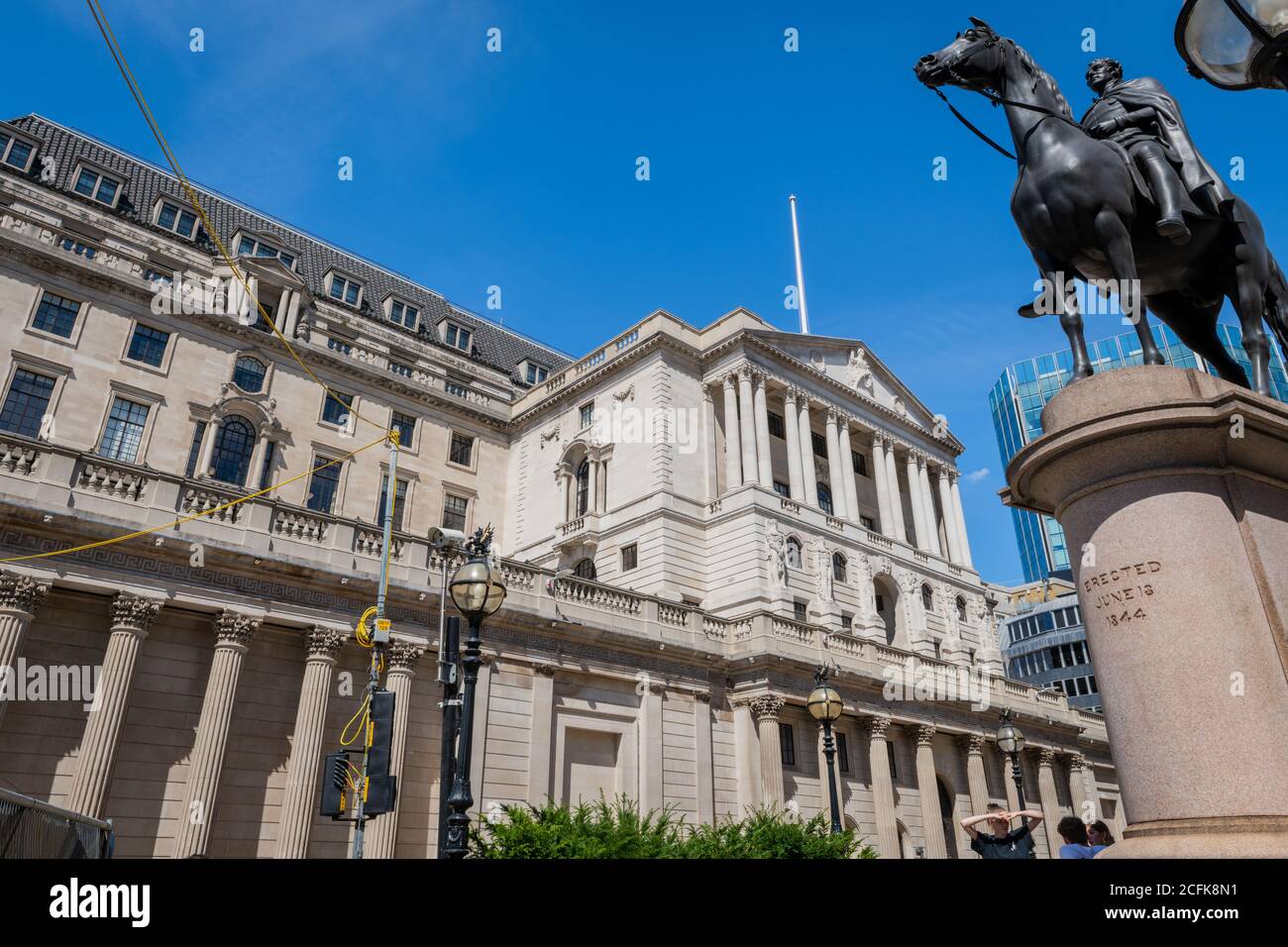 Die Bank of England liegt an der Threadneedle Street, der City of London. Die britische Zentralbank. Stockfoto