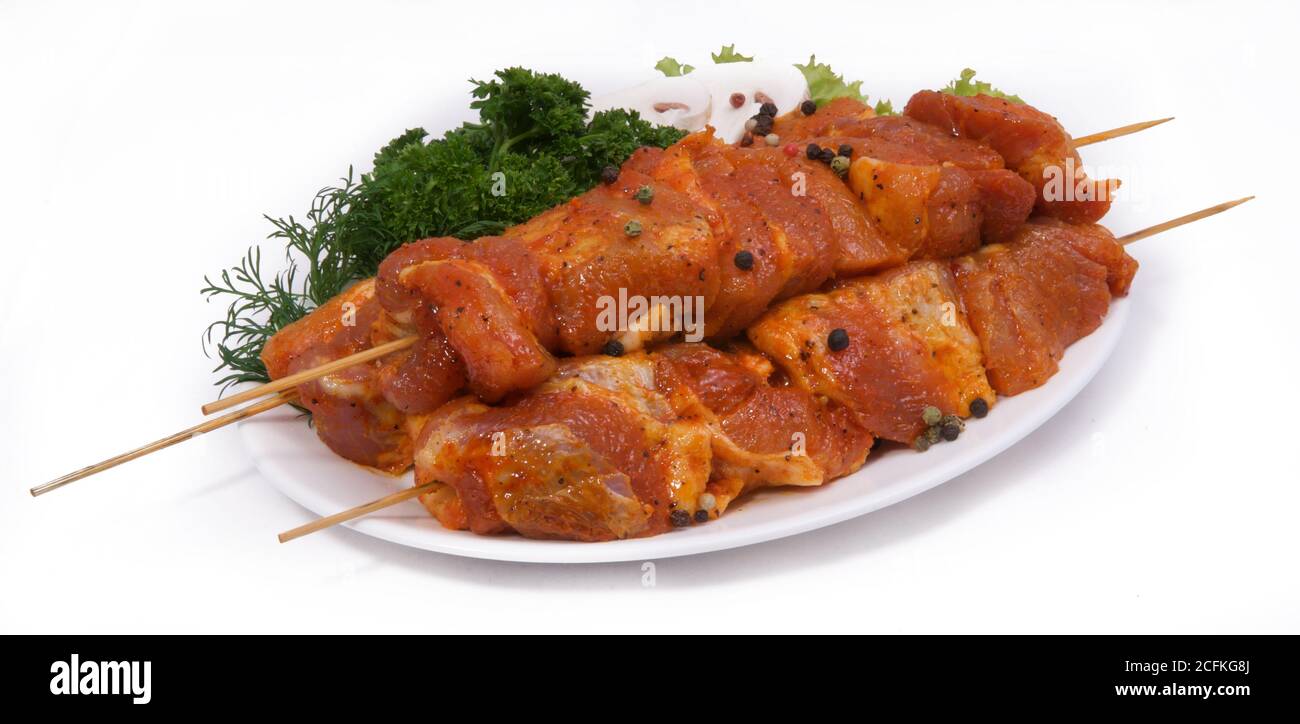 Fleisch mariniert für Grill Stockfoto