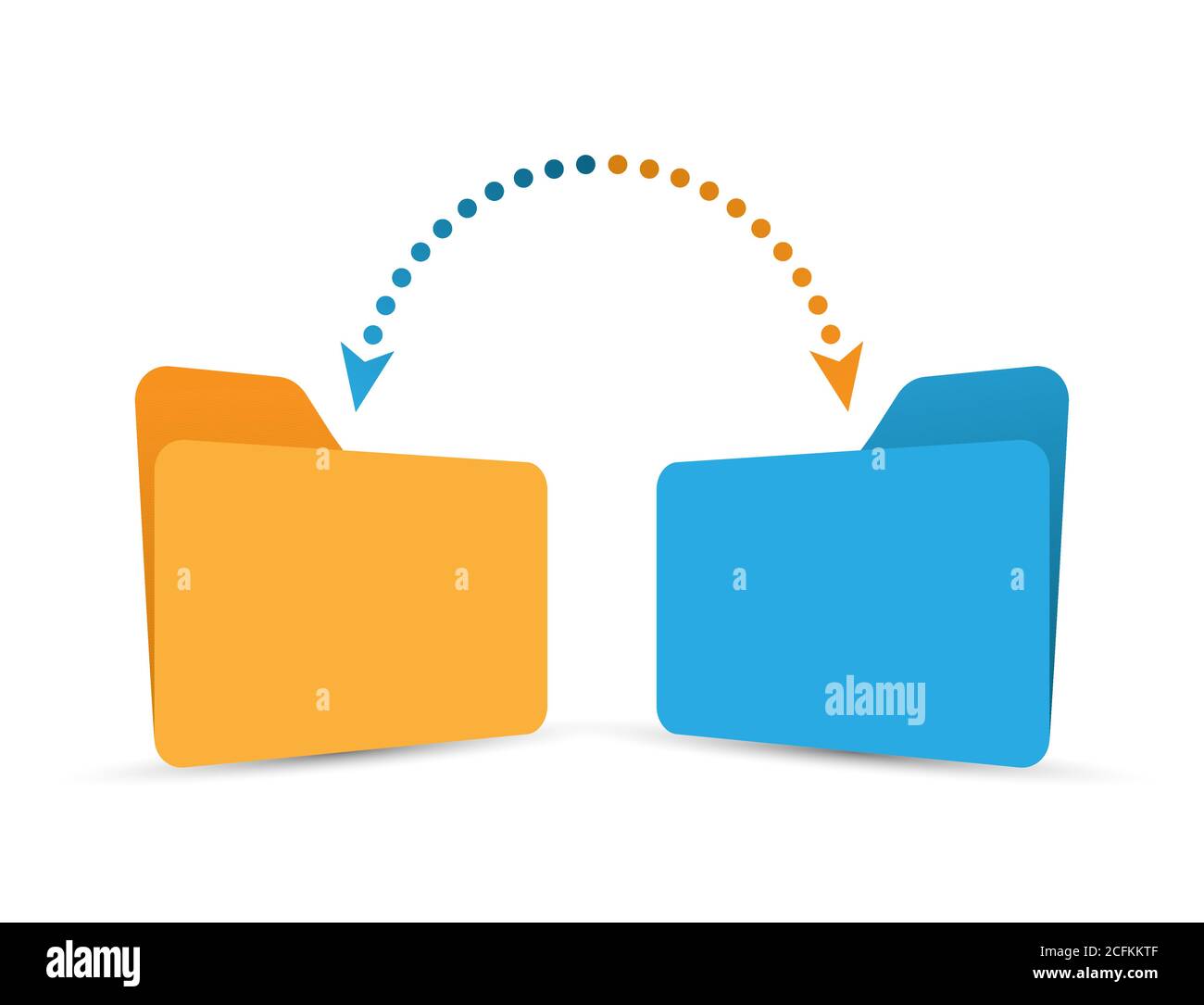 Verschieben von Informationen von einem Ordner in einen anderen. Abbildung des farbigen Stoffes. Flacher Style Stock Vektor