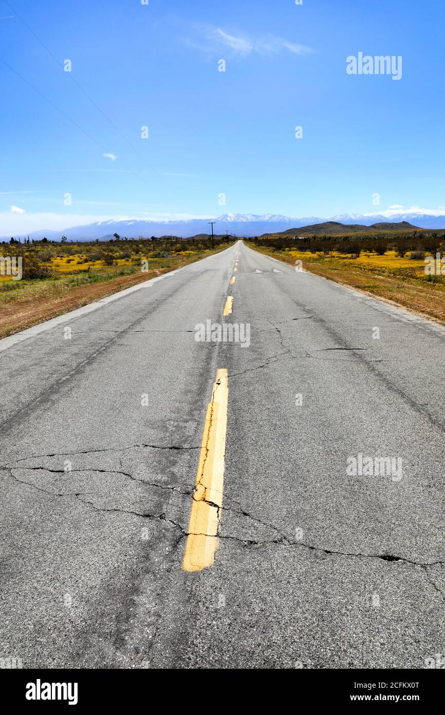 Straße in der kalifornischen Wüste, USA Stockfoto