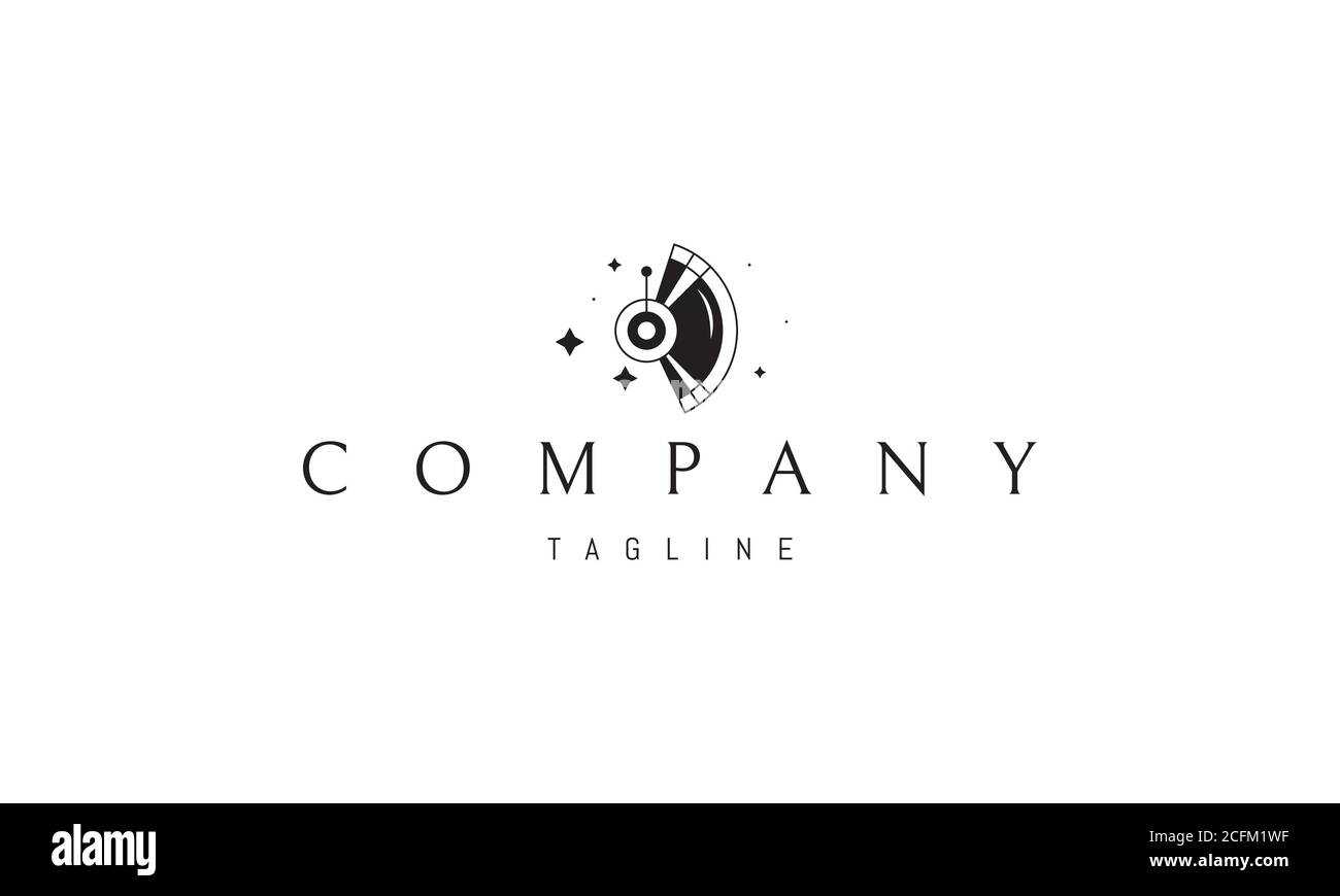 Vektor-Logo, auf dem ein abstraktes Bild eines Kosmonauten Helm mit Sternen. Stock Vektor