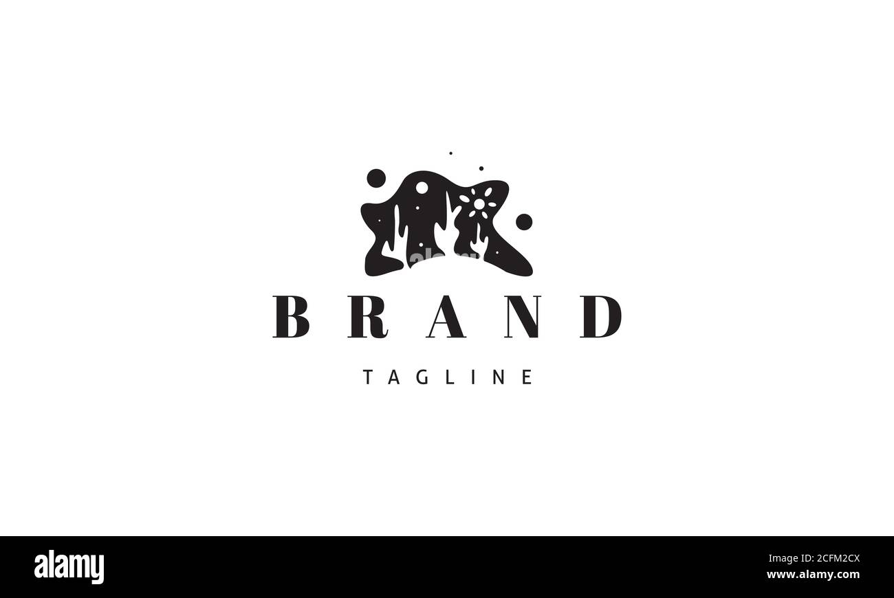 Vektor-Logo, auf dem ein abstraktes Bild einer Wüstenlandschaft mit Kakteen. Stock Vektor