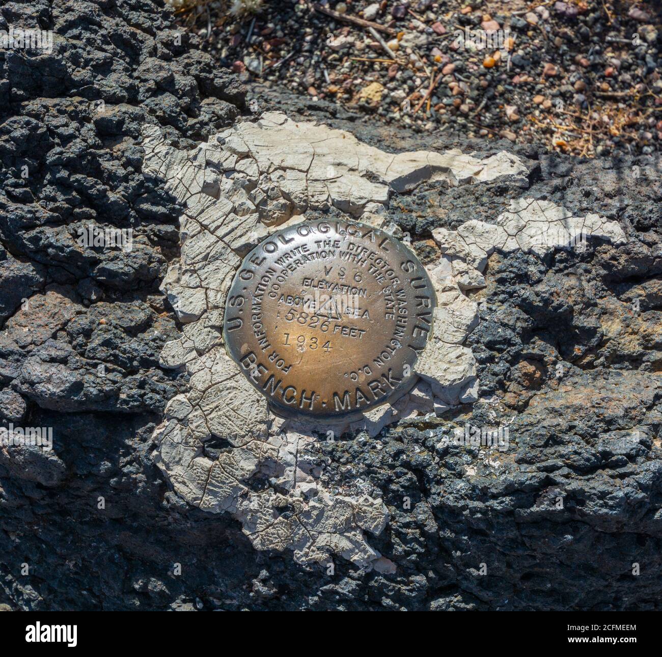 Arizona, Petrified Forest National Park, U.S. Geological Survey Bench Mark Stockfoto