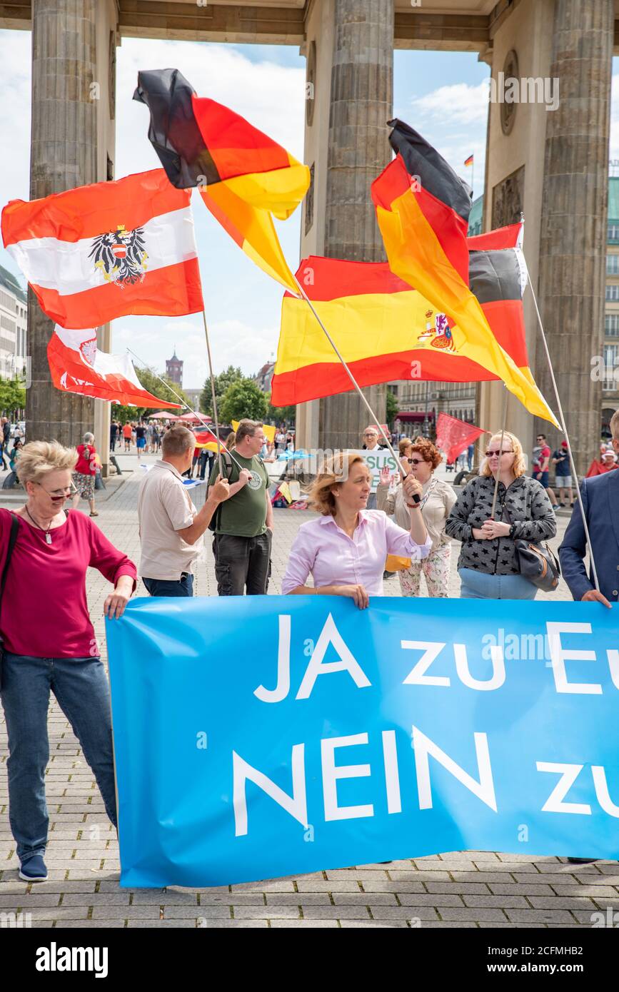 Eine Anti-Euro-Kundgebung der AfD am 04.07.2020 in Berlin Stockfoto