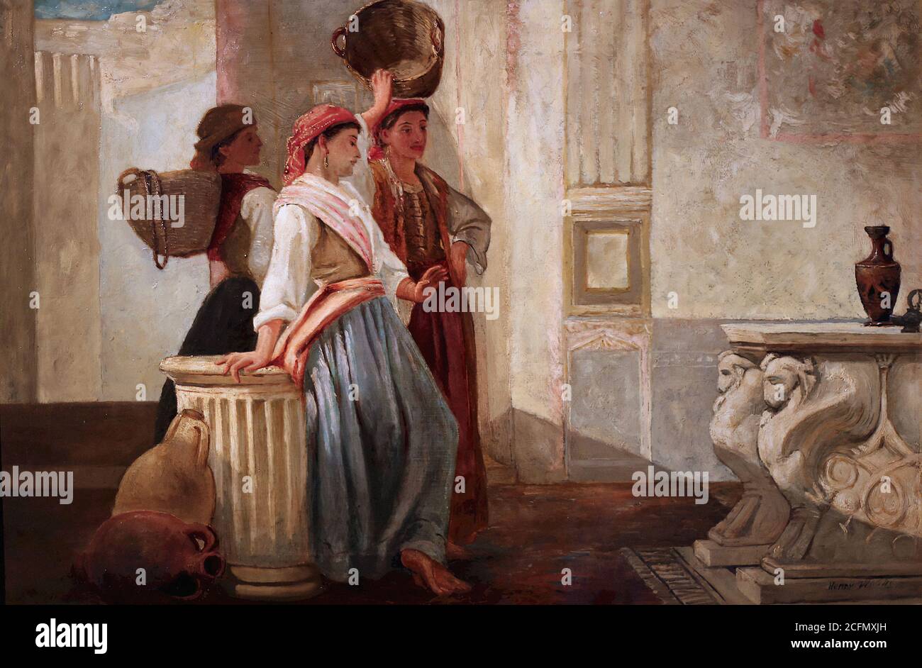 Woods Henry - Frauen Kontemplation Klassische Kunst - British School - 19. Jahrhundert Stockfoto