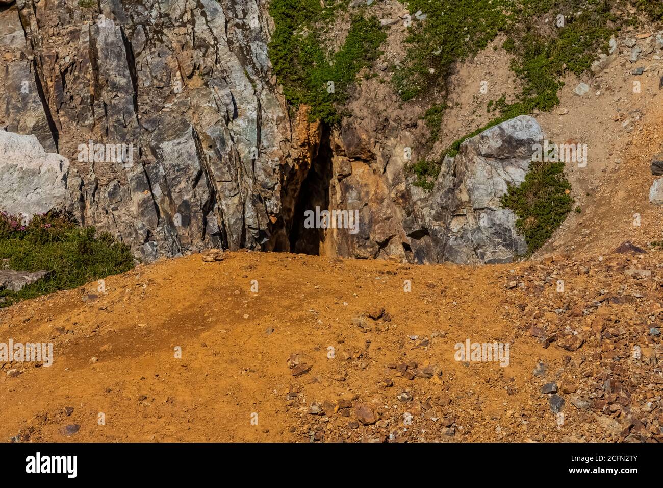 Alte Goldmine entlang des Sahale Arm Trail, North Cascades National Park, Washington State, USA Stockfoto