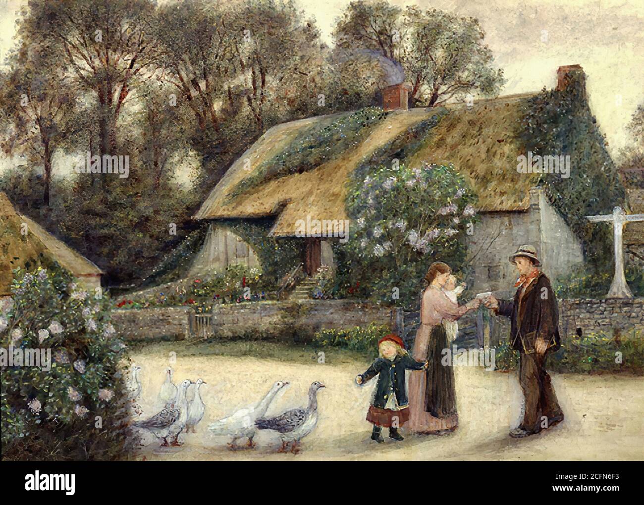 Stillman Marie Spartali - Farmszene - British School - 19. Jahrhundert Stockfoto