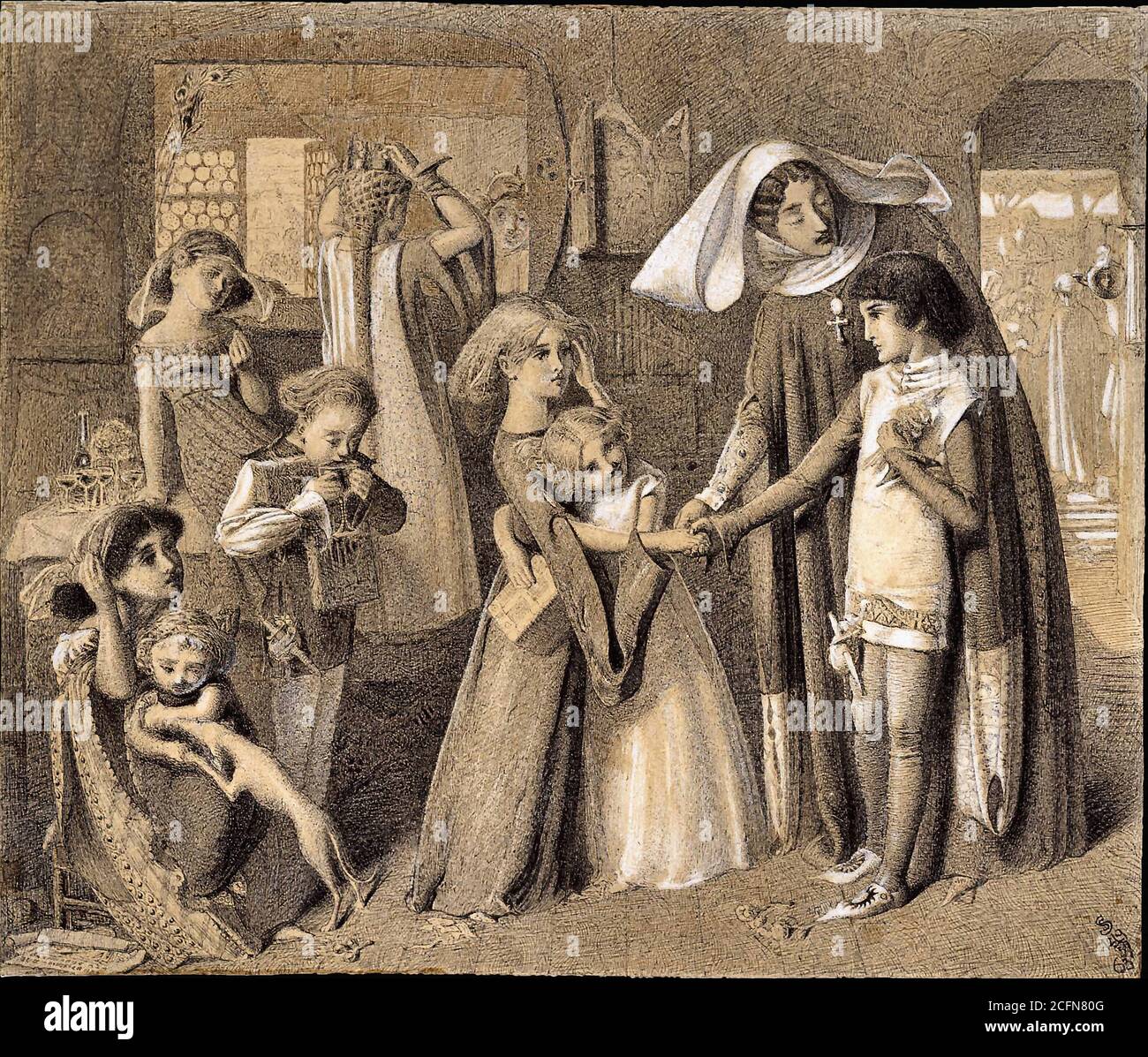 Solomon Simeon - Dantes erstes Treffen mit Beatrice - Britisch Schule - 19. Jahrhundert Stockfoto