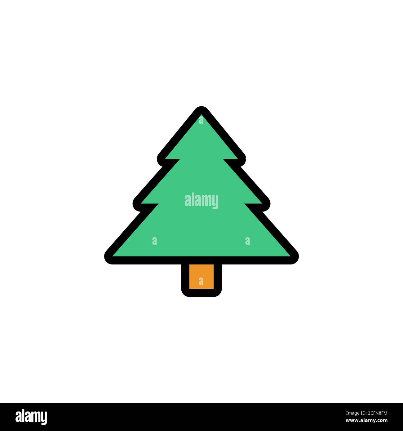 Weihnachtsbaum flache Ikone. Neujahrsdekoration. Vektor auf isoliertem weißem Hintergrund. EPS 10 Stock Vektor