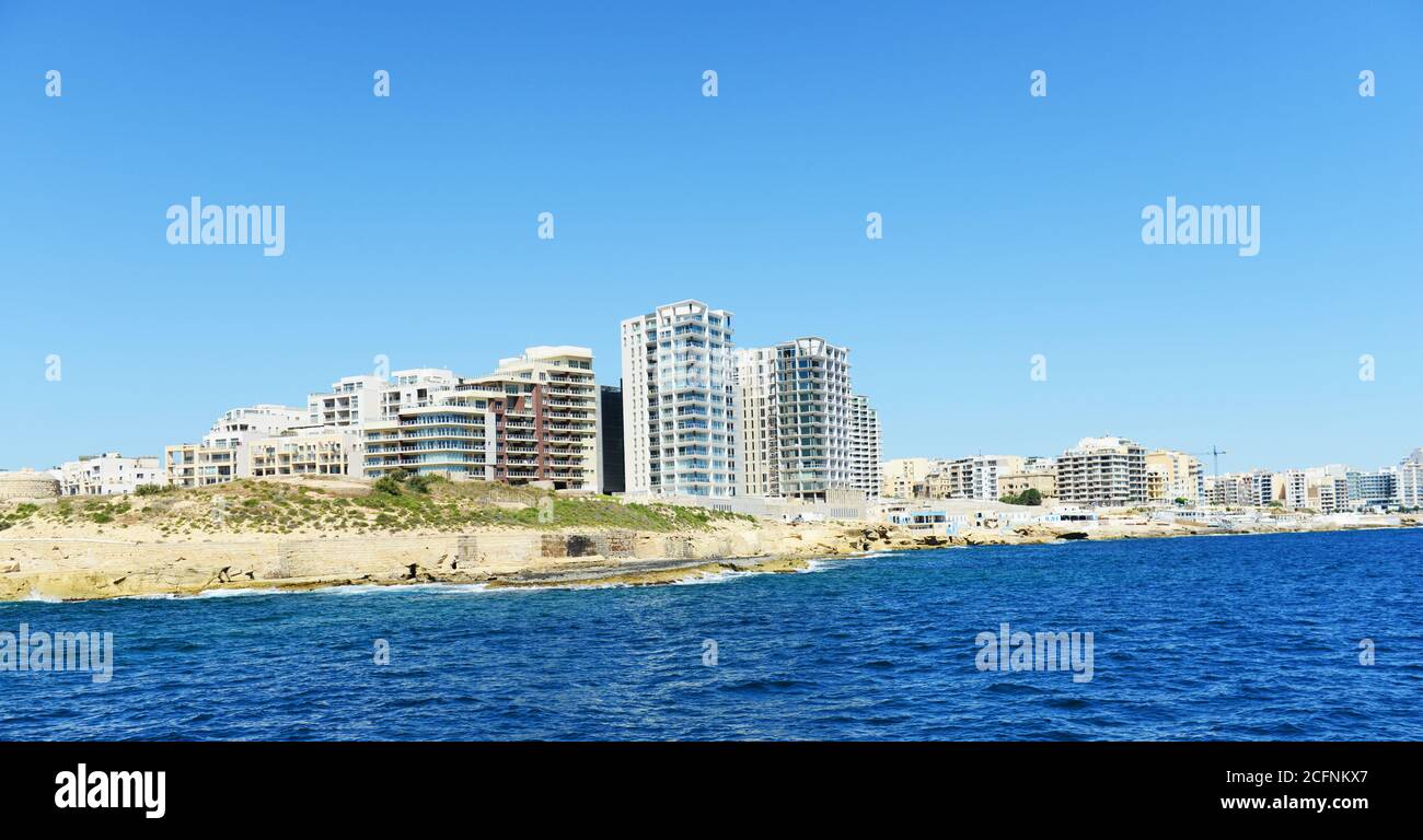 Moderne Wohnanlage in Sliema, Malta. Stockfoto