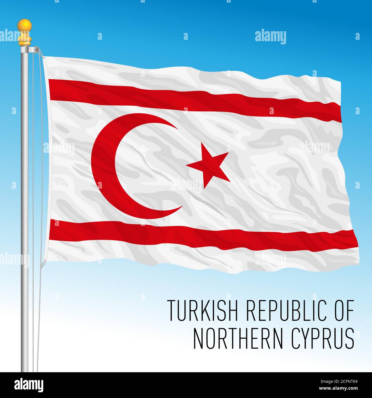 Nordzypern offizielle Nationalflagge, Türkei, Vektorgrafik Stock Vektor