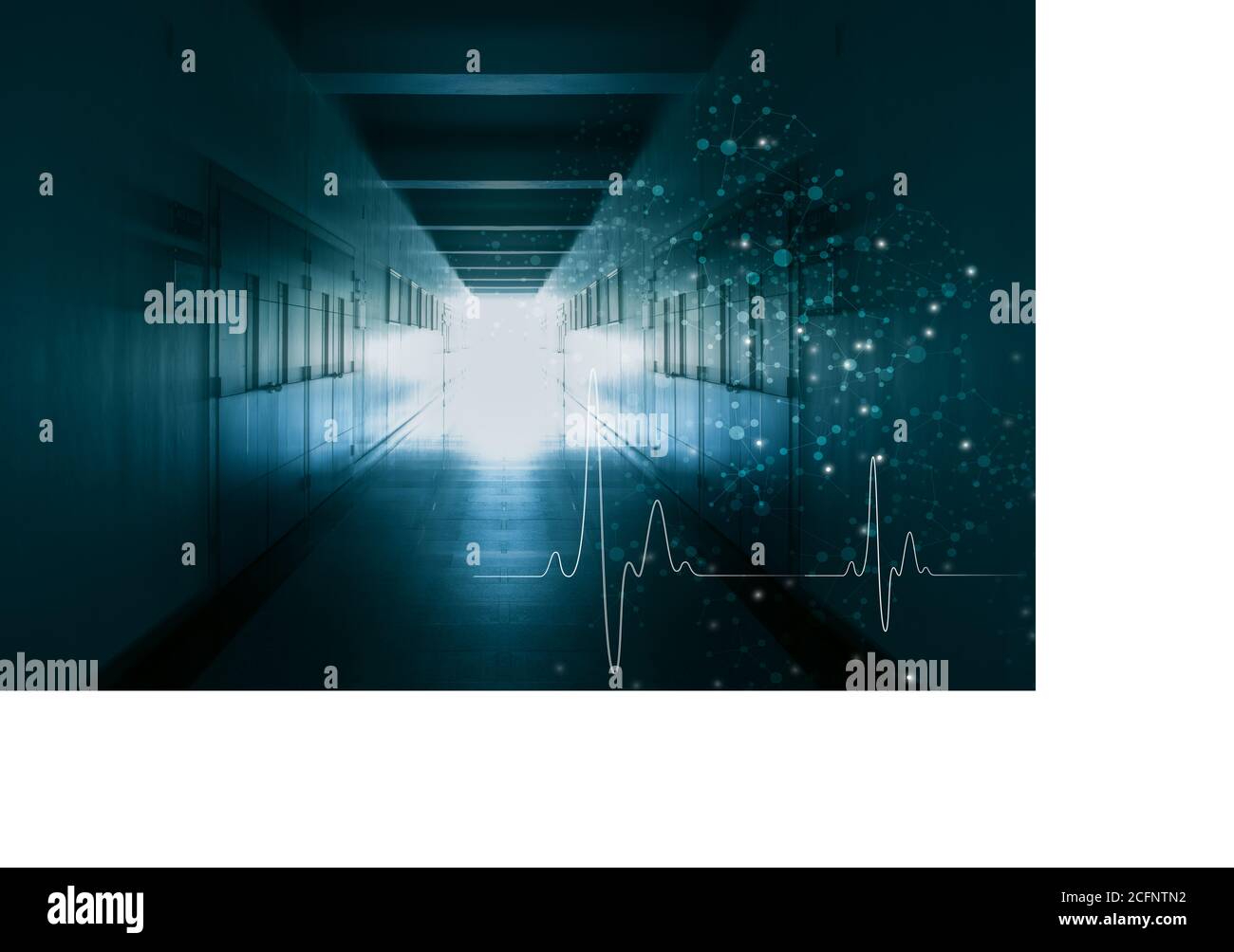 Konzepte und Ideen für Gesundheitstechnologie, Innovationsmedizin, Gesundheit auf Gehwegen in Krankenhäusern Hintergrund. Stockfoto